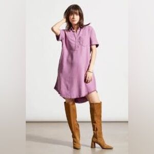 NWT Tribal Jeans shirt dress with pockets size M purple